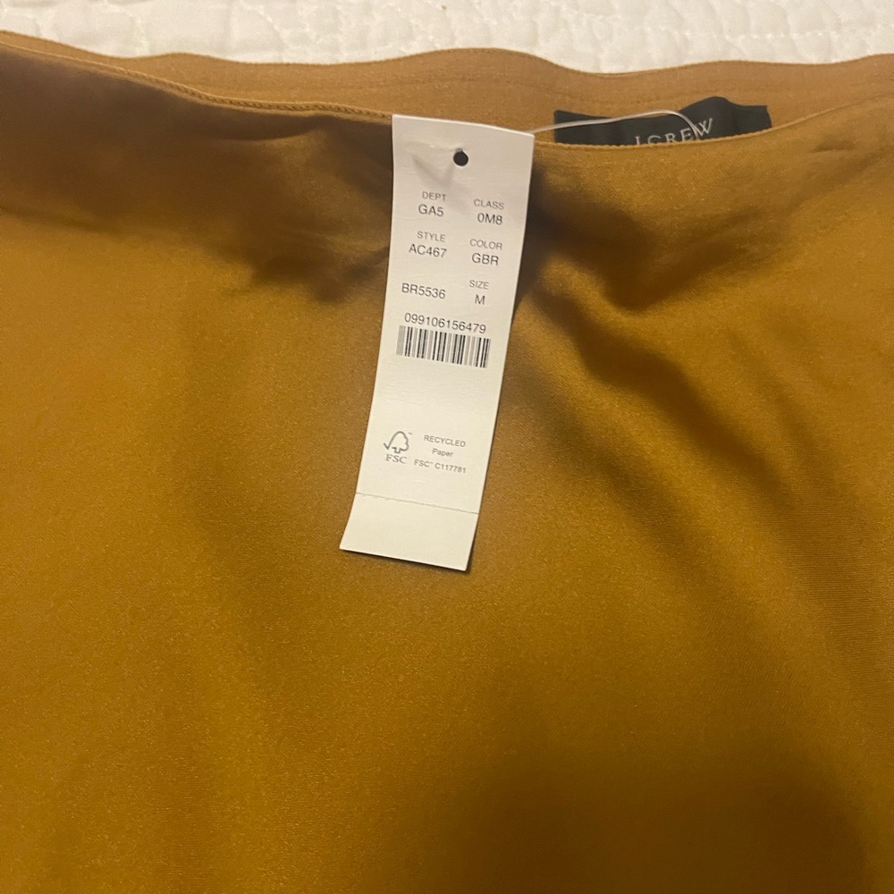 NWT J.Crew Gold Satin skirt- Size M